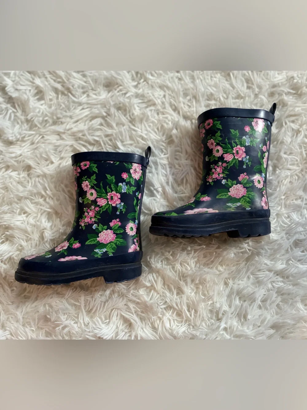 Janie & Jack Merchant Marine Floral Spring Rain Boot Navy Blue Toddler Girls 7